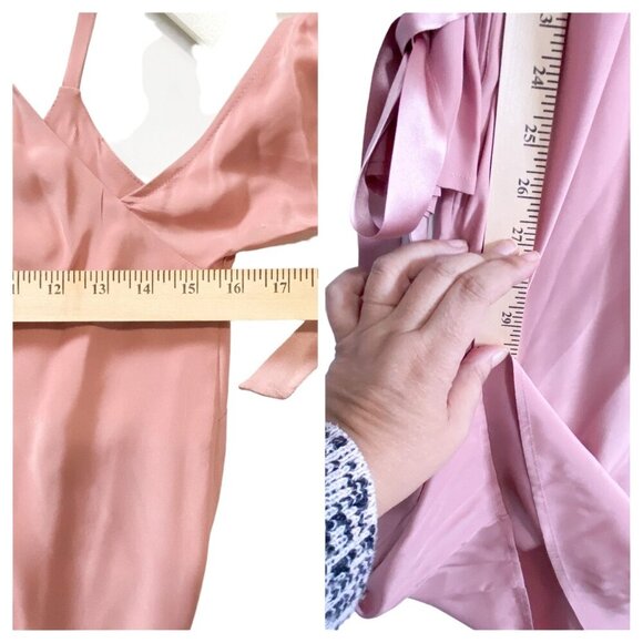 ASOS silk satin cold shoulder midi dress in rose pink, Size 0 - Picture 9 of 12